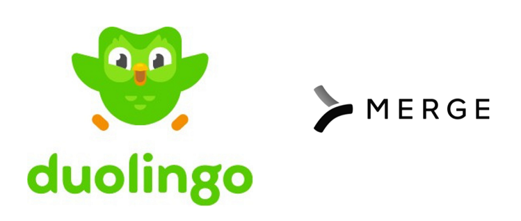 Duolingo logo and Merge logo