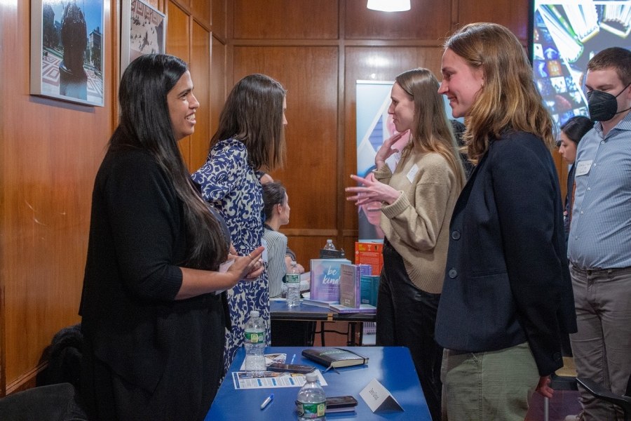 Employer representatives from Zeno Group engage with students at the Columbia University Center for Career Education's 2023 Creative Industries Panel